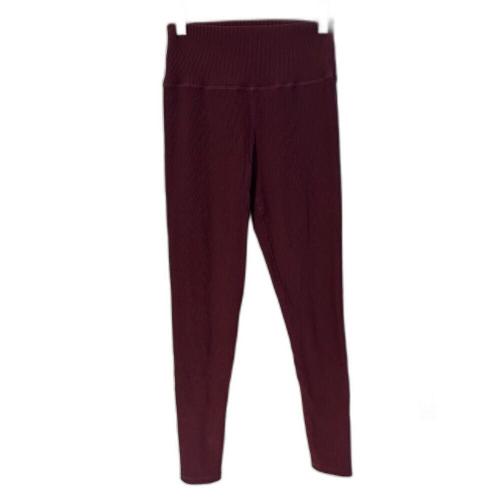Body Language Maroon Ribbed Cropped Leggings Women's Sz Small